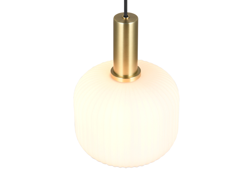 Kleine Retro Pendelleuchte 1-flammig mit Glasschirm in Weiß mit E27 LED, Ø 20cm