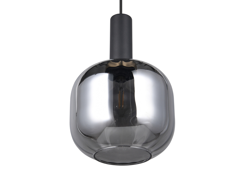 Kleine Pendelleuchte 1-flammig Glasschirm Chrom bedampft mit E27 LED, Ø 20cm