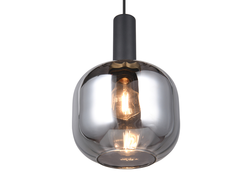 Kleine Pendelleuchte 1-flammig Glasschirm Chrom bedampft mit E27 LED, Ø 20cm