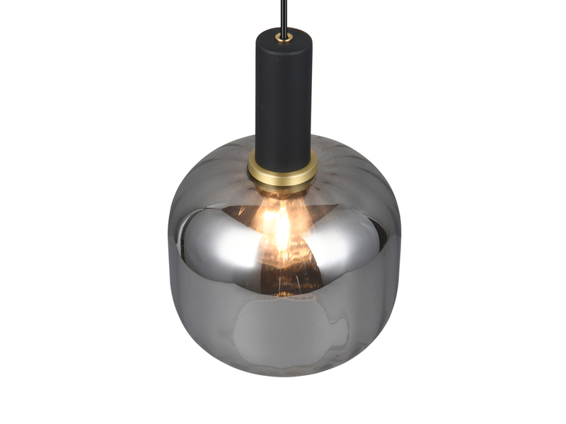 Kleine Pendelleuchte 1-flammig Glasschirm Chrom bedampft mit E27 LED, Ø 20cm