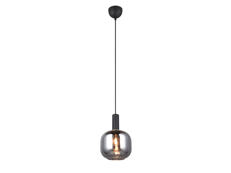 Kleine Pendelleuchte 1-flammig Glasschirm Chrom bedampft mit E27 LED, Ø 20cm