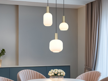 Retro Cluster Pendelleuchte 3-flammig Glasschirme Weiß mit E27 LED, Ø 38cm
