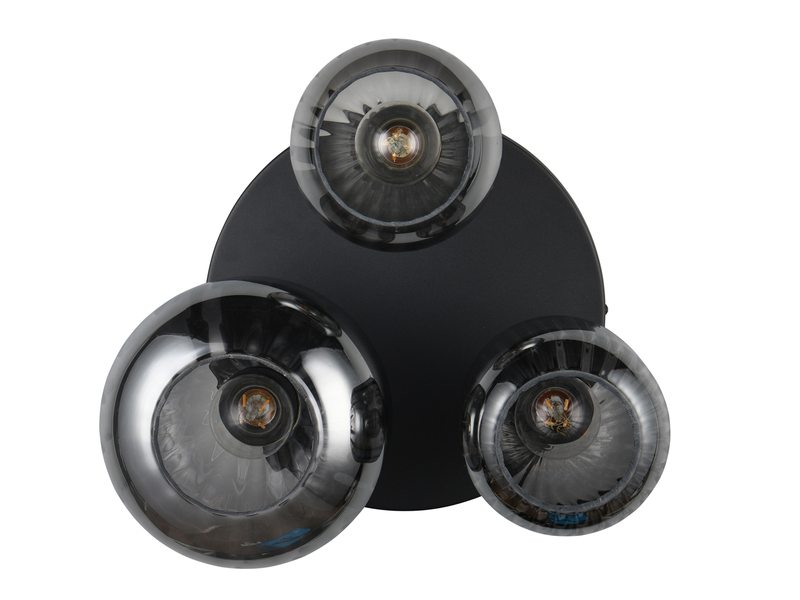 Deckenleuchte 3-flammig Glasschirme Chrom bedampft mit E27 LED, Ø 39cm