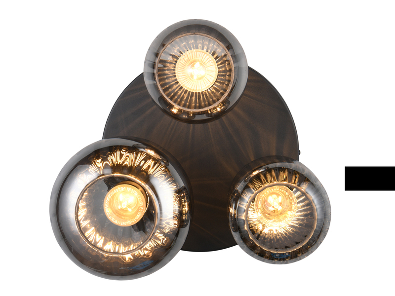 Deckenleuchte 3-flammig Glasschirme Chrom bedampft mit E27 LED, Ø 39cm