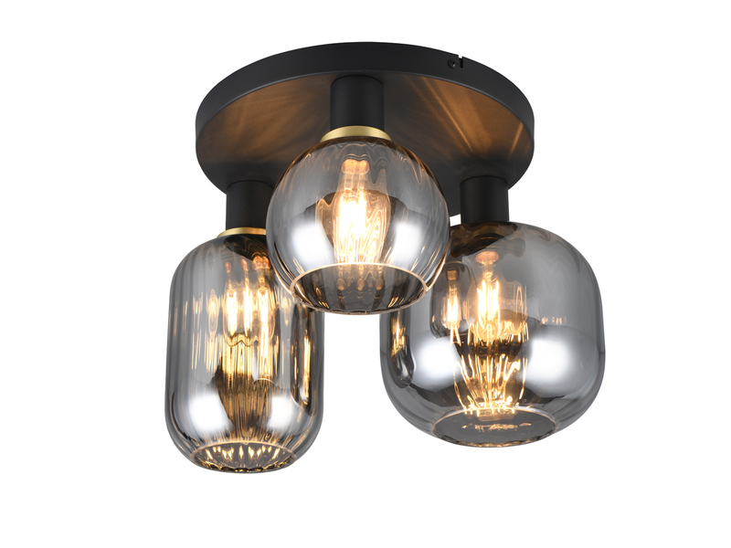 Deckenleuchte 3-flammig Glasschirme Chrom bedampft mit E27 LED, Ø 39cm