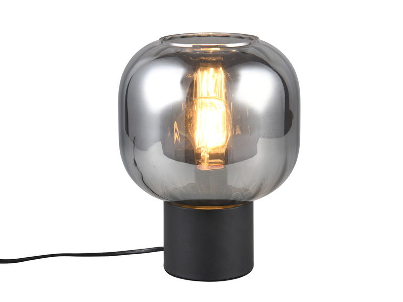 Kleine Tischleuchte mit Glasschirm Chrom bedampft mit E27 LED, Höhe 26cm