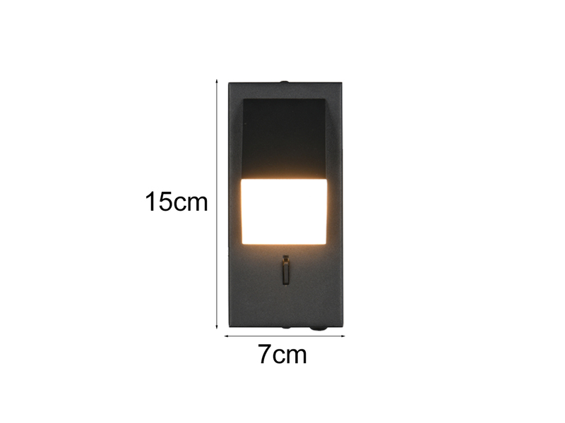 LED Innen Wandleuchte RAGLAN schwenkbar mit Schalter, Schwarz Höhe 15cm