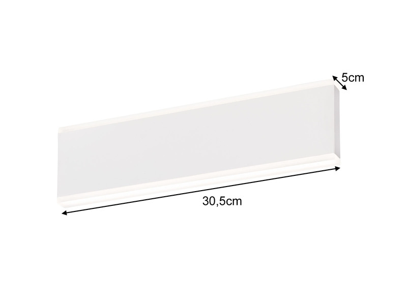 Flache LED Wandleuchte MUUR Weiß mit Schalter, Breite 30,5cm