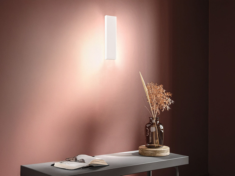 Flache LED Wandleuchte MUUR Weiß mit Schalter, Breite 30,5cm