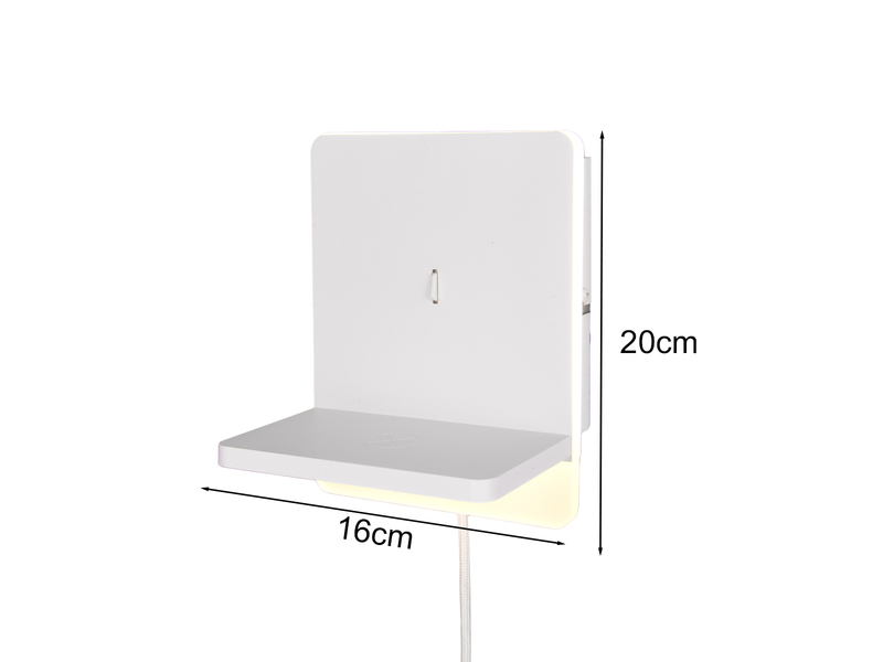 LED Wandleuchte FAIRFIELD Weiß mit Stecker, Schalter & Ladefunktion Höhe 20cm