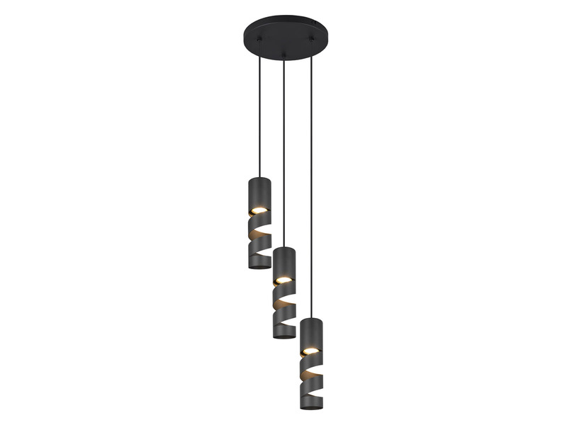 Moderne Cluster Pendelleuchte STREAM 3-flammig aus Metall in Schwarz, Ø28cm