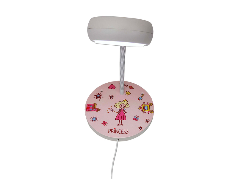 Wandleuchte für Kinderzimmer mit Prinzessin-Motiv und Flexarm, Höhe 20cm