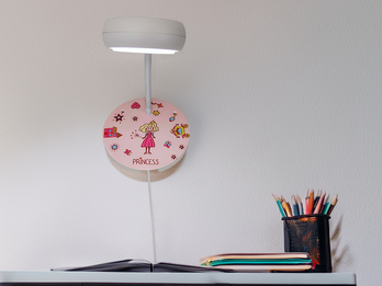 Wandleuchte für Kinderzimmer mit Prinzessin-Motiv und Flexarm, Höhe 20cm