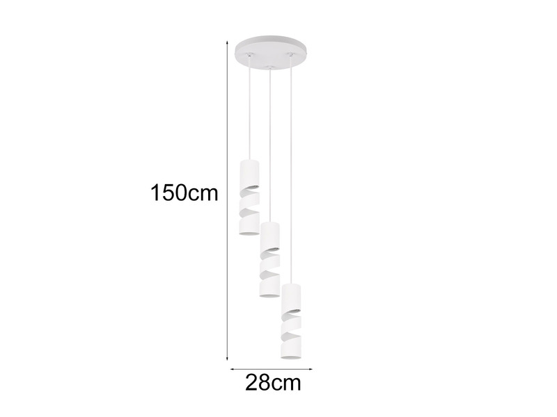 Moderne Cluster Pendelleuchte STREAM 3-flammig aus Metall in Weiß, Ø28cm