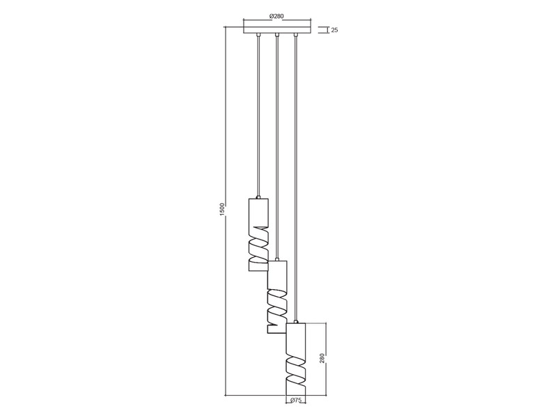 Moderne Cluster Pendelleuchte STREAM 3-flammig aus Metall in Weiß, Ø28cm