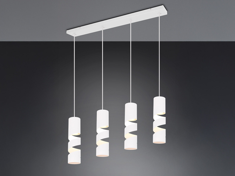 Moderne Pendelleuchte STREAM 4-flammig aus Metall in Weiß, Breite 80cm
