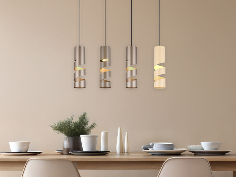 Moderne Pendelleuchte STREAM 4-flammig aus Metall in Coffee Tönen, B: 80cm