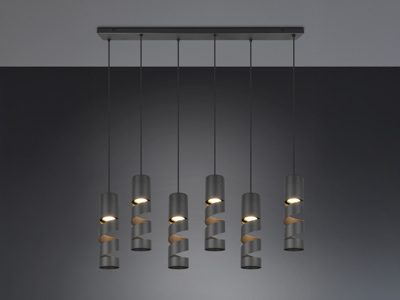 Moderne Pendelleuchte STREAM 6-flammig aus Metall in Schwarz, Breite 100cm