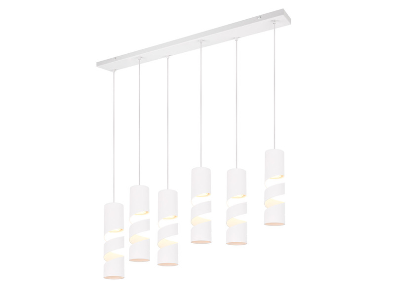 Moderne Pendelleuchte STREAM 6-flammig aus Metall in Weiß, Breite 100cm