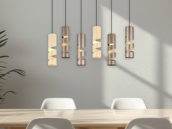 Moderne Pendelleuchte STREAM 6-flammig aus Metall in Coffee Tönen, B:100cm