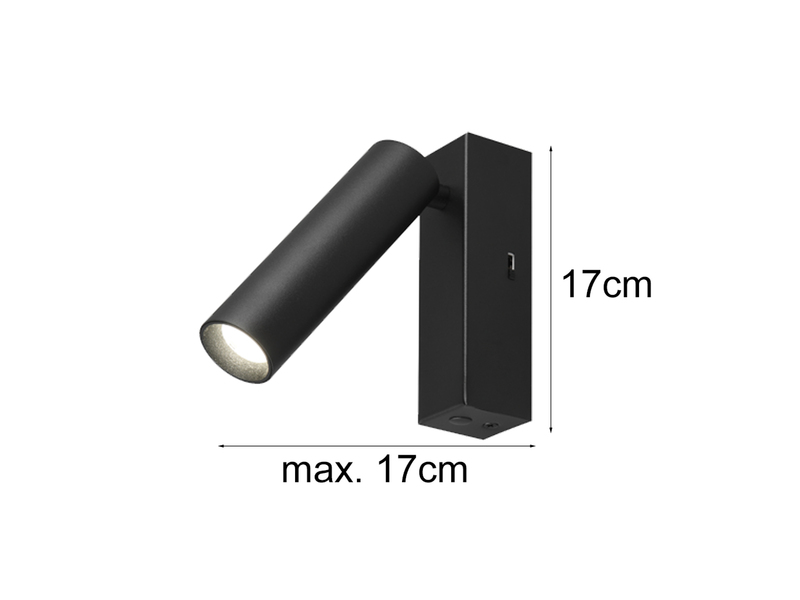 LED Wandstrahler AMBALA Schwarz, dimmbar & Lichtfarbe wählbar, Breite 4cm