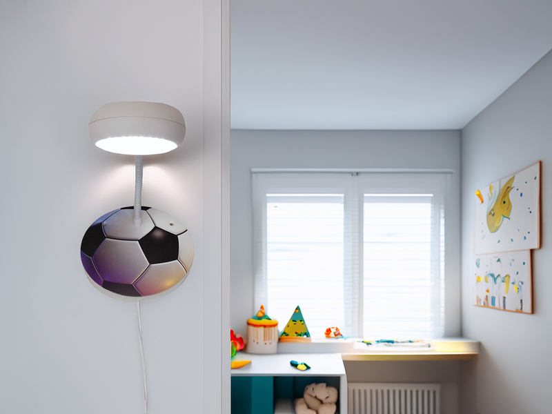 Wandlampe für Kinderzimmer mit Fußball-Motiv, Flexarm, Höhe 20cm