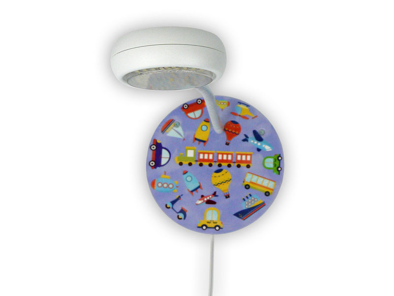 Wandlampe für Kinderzimmer mit Fahrzeug-Motiven, Flexarm, Höhe 20cm