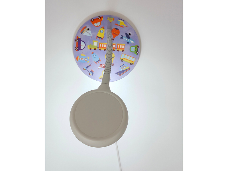 Wandlampe für Kinderzimmer mit Fahrzeug-Motiven, Flexarm, Höhe 20cm