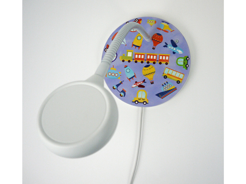 Wandlampe für Kinderzimmer mit Fahrzeug-Motiven, Flexarm, Höhe 20cm