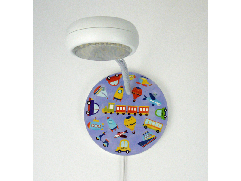 Wandlampe für Kinderzimmer mit Fahrzeug-Motiven, Flexarm, Höhe 20cm