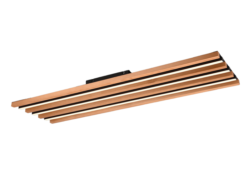 LED Deckenleuchte FONTANA mit Naturholz flach & lang, dimmbar, Länge 114cm