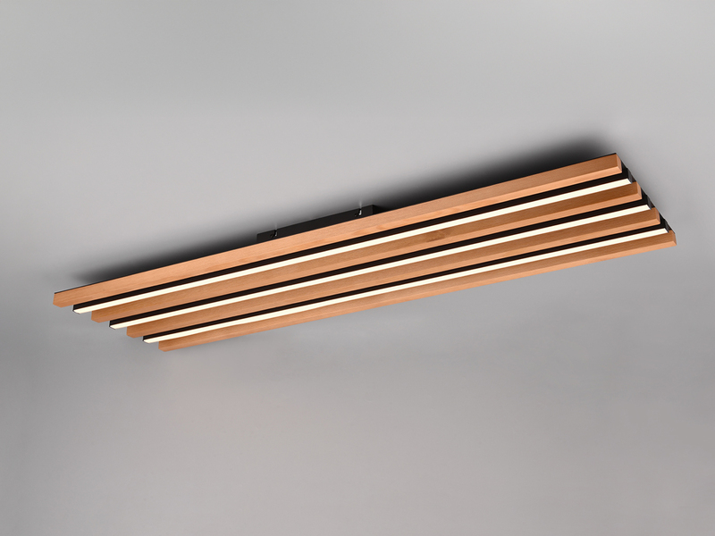 LED Deckenleuchte FONTANA mit Naturholz flach & lang, dimmbar, Länge 114cm