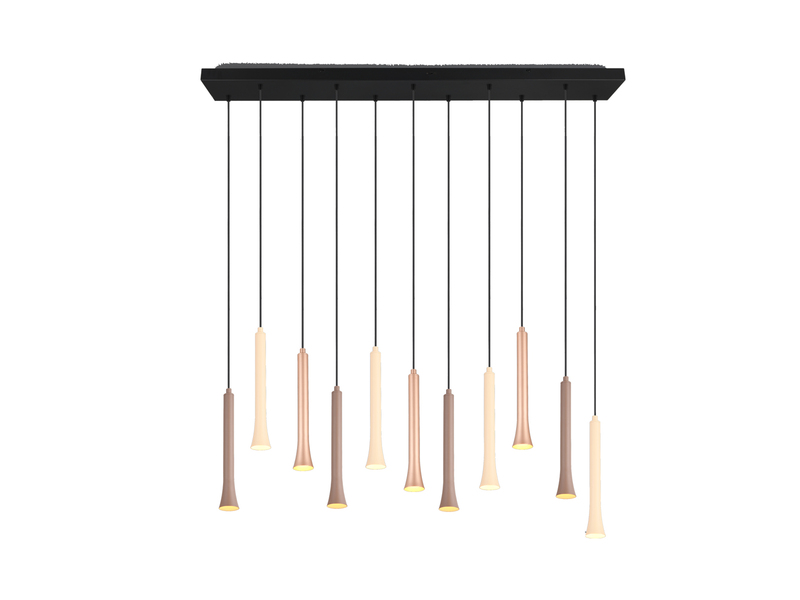 Moderne LED Pendelleuchte FIATO dimmbar 11-flammig mehrfarbig, Breite 115cm