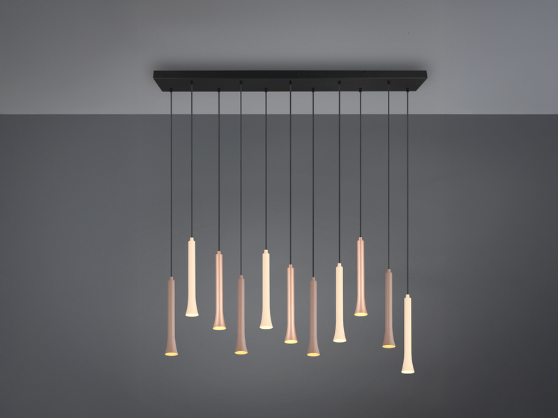 Moderne LED Pendelleuchte FIATO dimmbar 11-flammig mehrfarbig, Breite 115cm