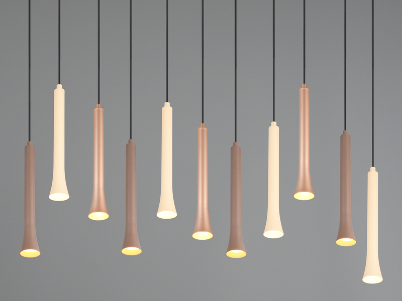 Moderne LED Pendelleuchte FIATO dimmbar 11-flammig mehrfarbig, Breite 115cm