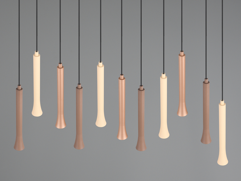 Moderne LED Pendelleuchte FIATO dimmbar 11-flammig mehrfarbig, Breite 115cm