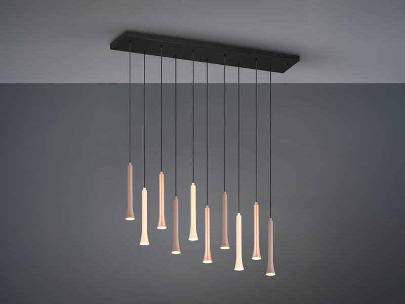 Moderne LED Pendelleuchte FIATO dimmbar 11-flammig mehrfarbig, Breite 115cm