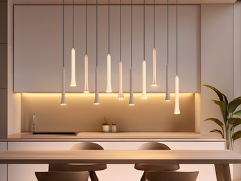 Moderne LED Pendelleuchte FIATO dimmbar 11-flammig mehrfarbig, Breite 115cm