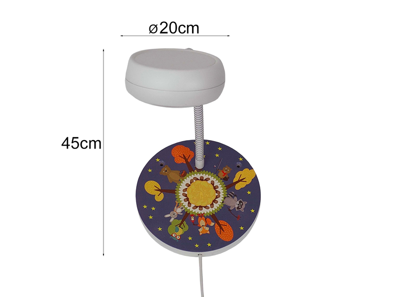 LED Wandleuchte für Kinderzimmer mit Wald-Motiven, Flexarm, Höhe 20cm