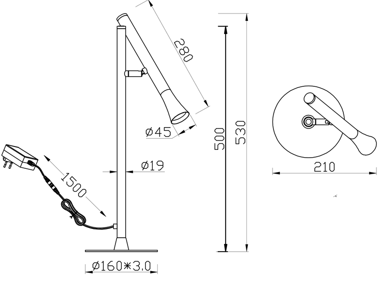 Große LED Tischleuchte FIATO dimmbar & schwenkbar Höhe 53cm