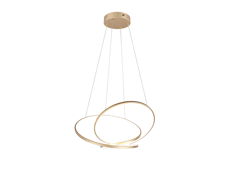 Große dimmbare LED Pendelleuchte DARVIN in Gold, Breite 84cm