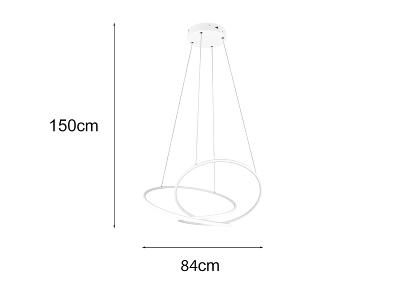 Große dimmbare LED Pendelleuchte DARVIN in Weiß, Breite 84cm