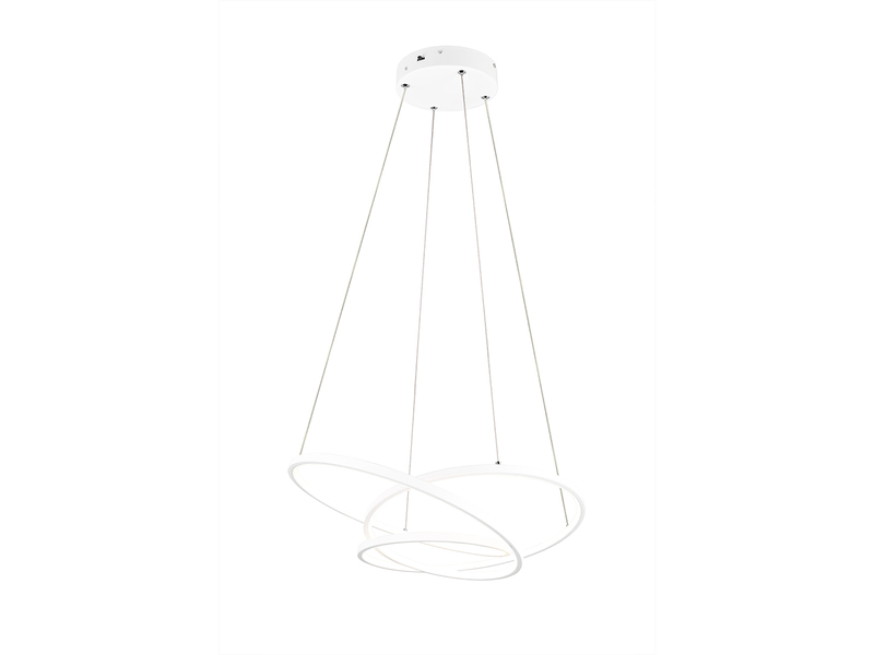 Moderne dimmbare LED Pendelleuchte DARVIN in Weiß, Breite 64cm