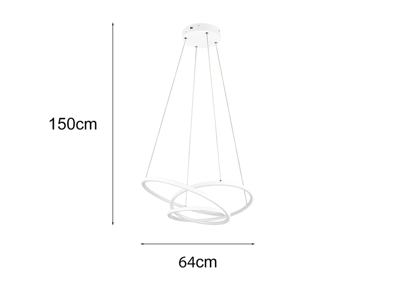 Moderne dimmbare LED Pendelleuchte DARVIN in Weiß, Breite 64cm