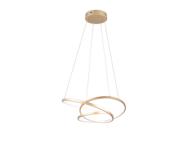 Moderne dimmbare LED Pendelleuchte DARVIN in Gold, Breite 64cm