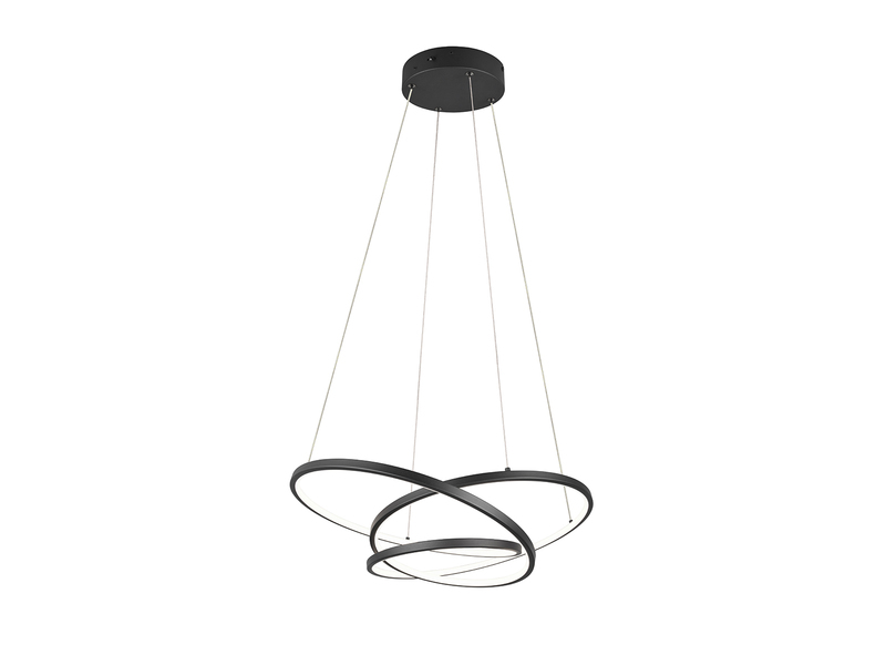 Moderne dimmbare LED Pendelleuchte DARVIN Schwarz, Breite 64cm