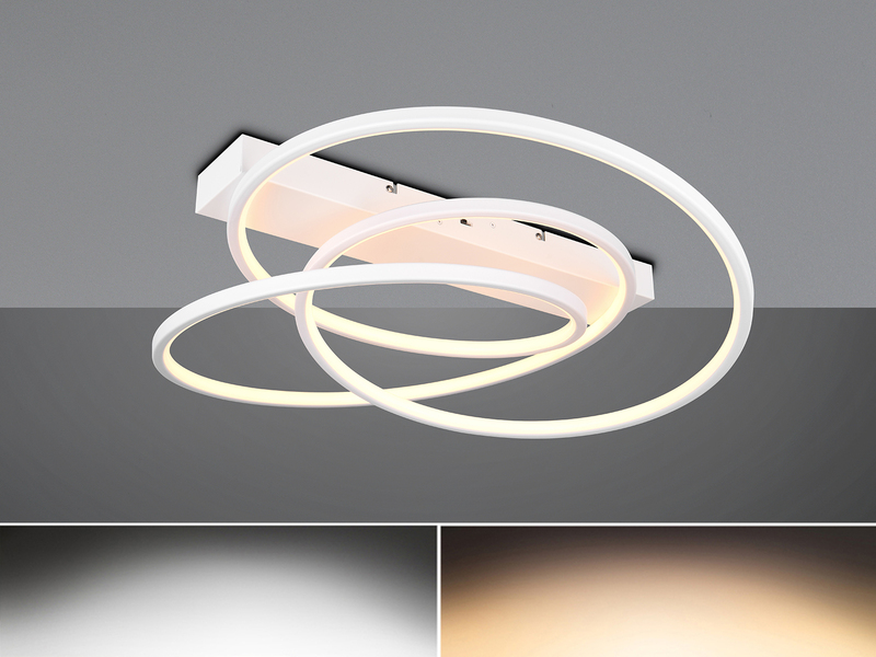 Moderne LED Deckenleuchte DARVIN dimmbar in Weiß, Breite 64cm