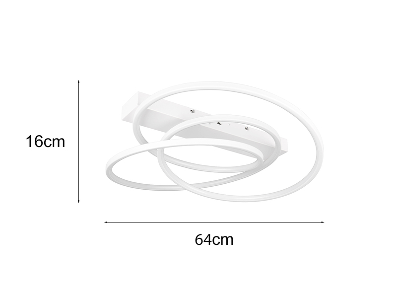 Moderne dimmbare LED Deckenleuchte DARVIN in Weiß, Breite 64cm