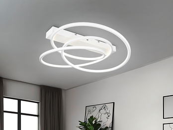 Moderne dimmbare LED Deckenleuchte DARVIN in Weiß, Breite 64cm