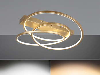 Moderne dimmbare LED Deckenleuchte DARVIN in Gold, Breite 64cm